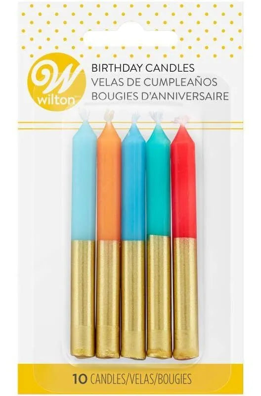 Velas Cumpleaños Doradas / Colores 10 Piezas 2811-0-0059 Wilton