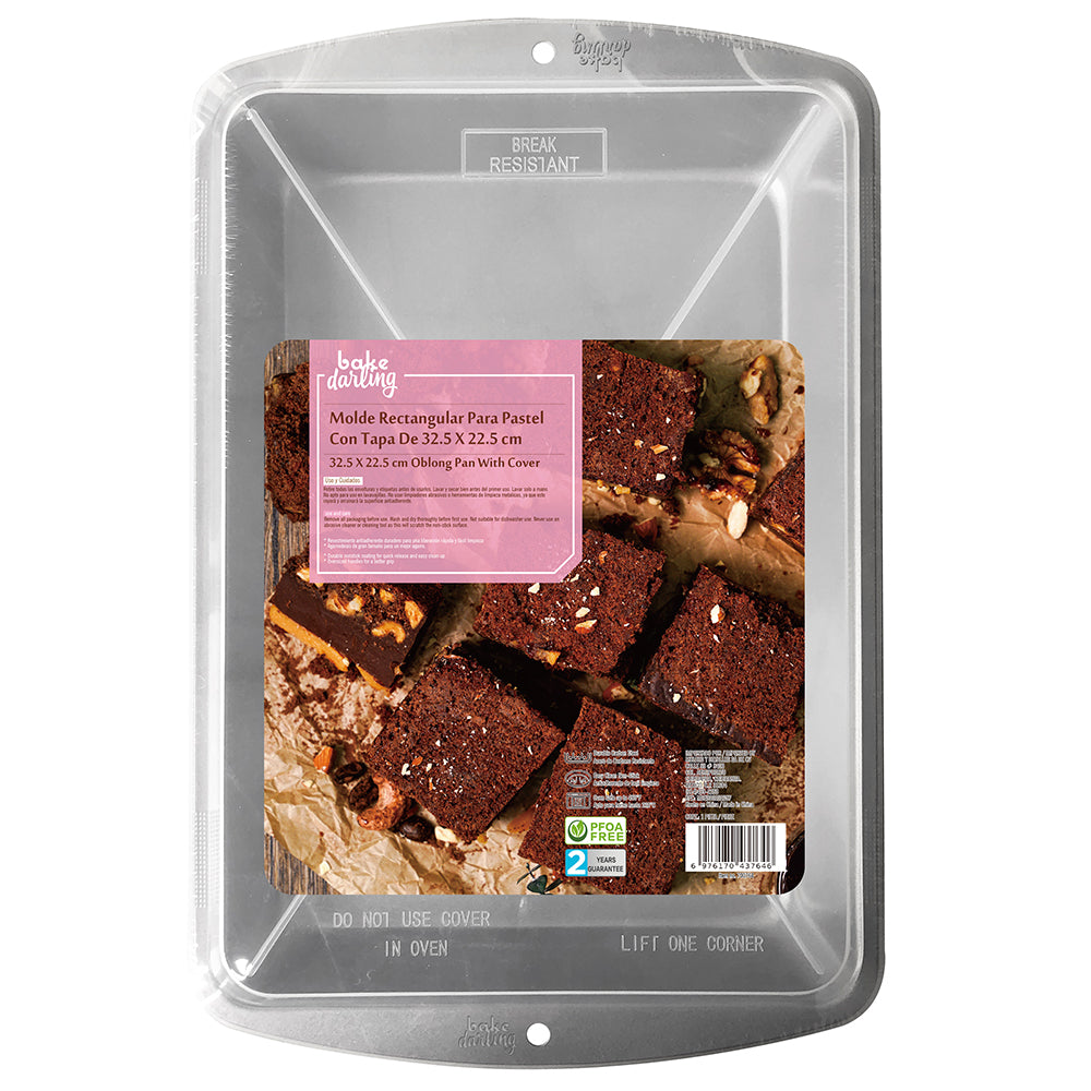 Molde rectangular Para Pastel Con Tapa 32.5 X 22.5 Cm  Bake Darling 700-764