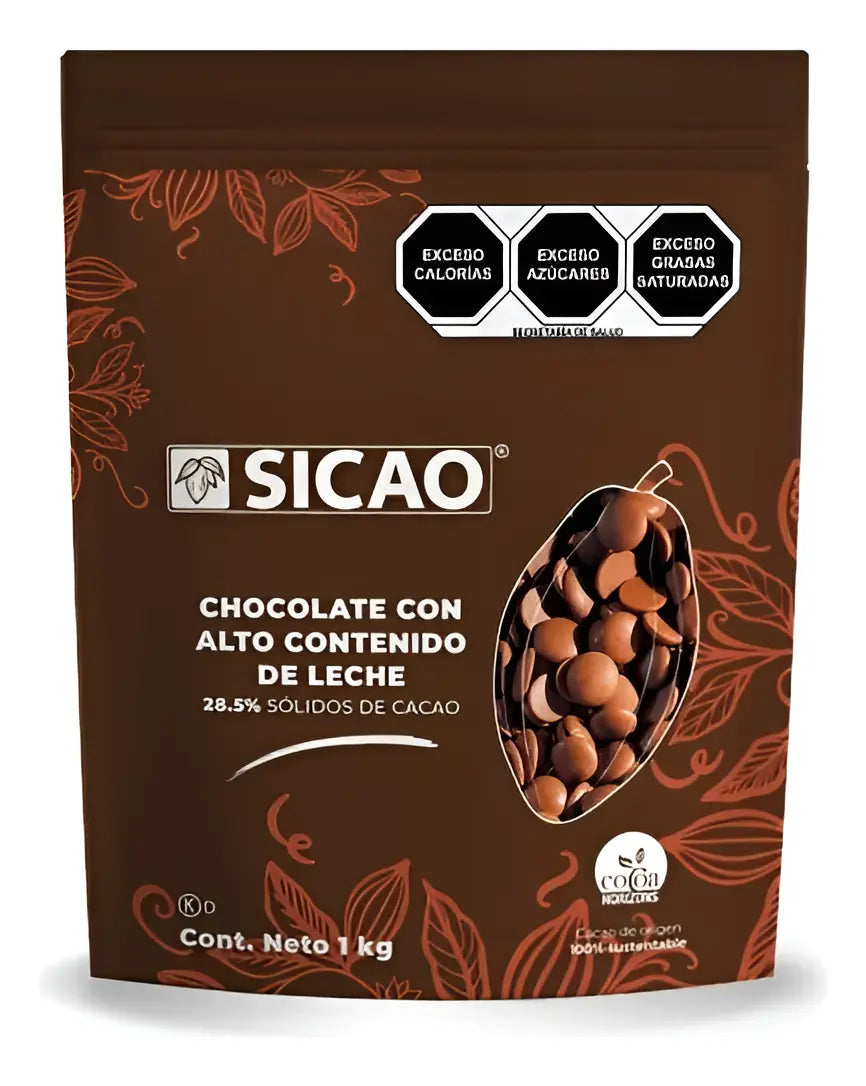 Chocolate Alto Contenido Leche 28.5% Cacao 1 Kg Wafers 71402-1000 Sicao