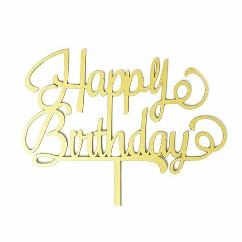 Cake Topper Dorado Happy Birthday Mod 02 BDLG-002.