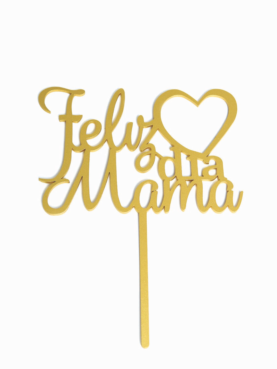 Cake Topper Dorado Feliz Dia Mamá Redondo Corazón BDLG-019