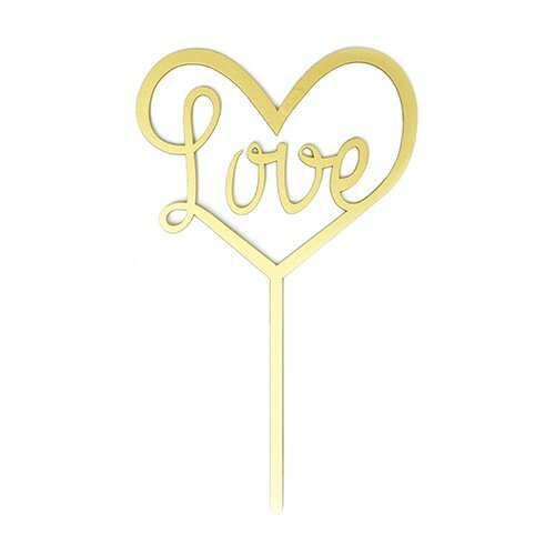 Cake Topper Dorado Corazón Love BDLG-023