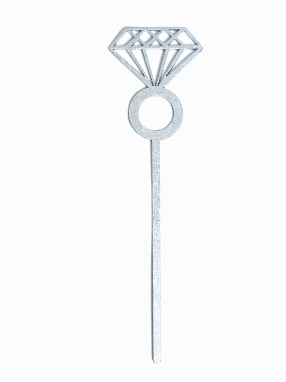 Cake Topper Plateado Anillo Compromiso Diamante BDLS-035