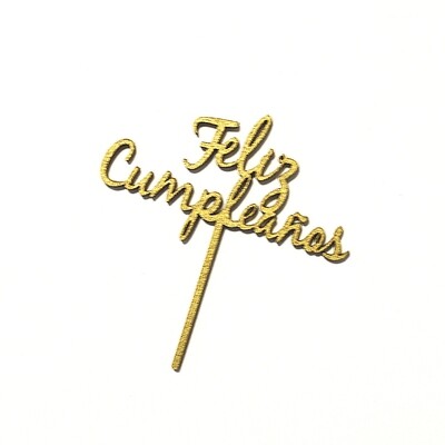 Cake Topper Dorado Feliz Cumpleaños Original 12 Piezas BDSG-001