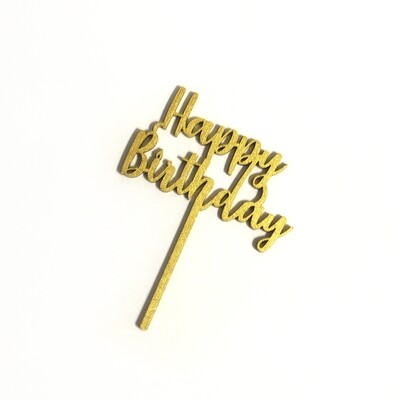 Cake Topper Dorado Happy Birthday 12 Piezas BDSG-005