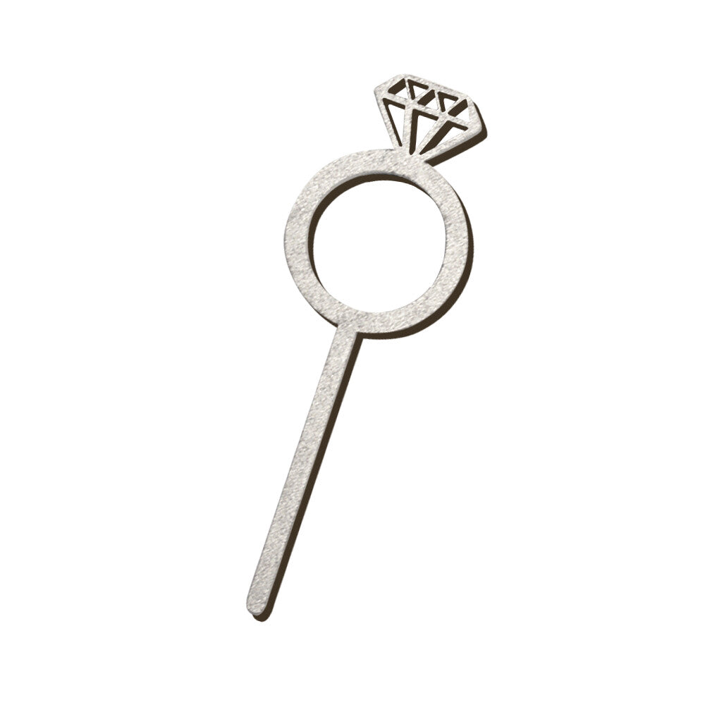 Cake Topper Plateado Anillo Compromiso 12 Piezas BDSS-035
