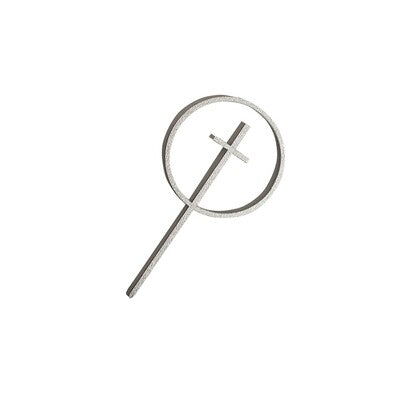 Cake Topper Plateado Cruz En Circulo BDSS-049