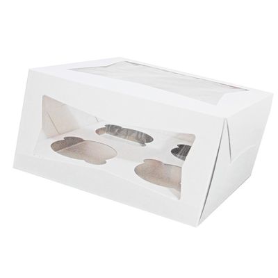 Caja Blanca C/Ventana 4 Cupcake +Inserto CAJA 16