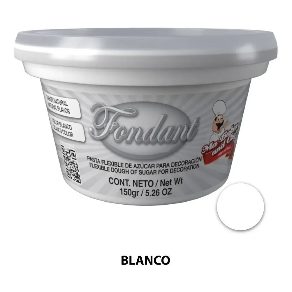 Fondant blanco natural Ma Baker and Chef presentación de 150 gramos para decoración de pasteles y cupcakes FOPA03-150