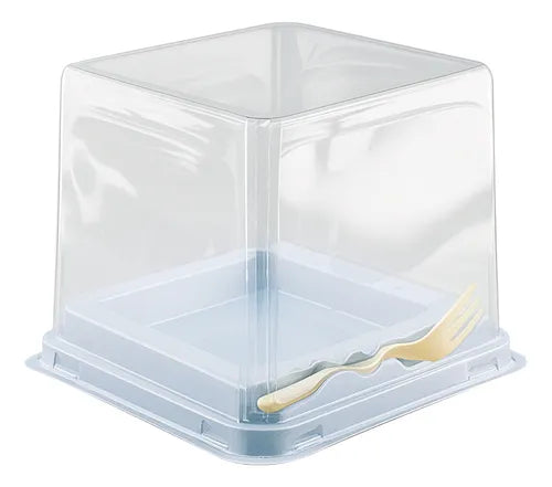 Caja Para Pastel Cuadrado Con Tenedor 11 X 10.5 X 10 cm H-012