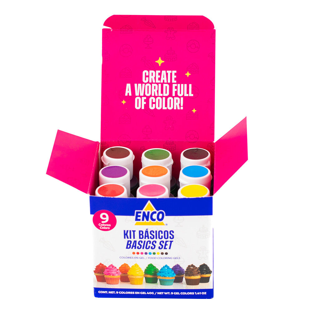 Kit 9 Colores En Gel Básicos 40gr PT-920004 Enco