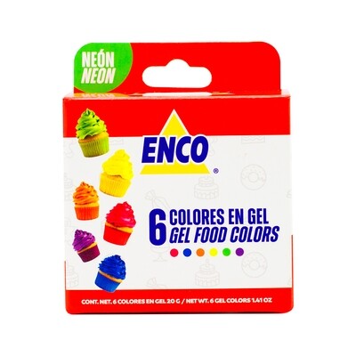 Kit 6 Colores Neon En Gel 20 Grs PT-920006 Enco