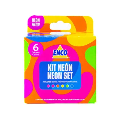 Kit 6 Colores Neón En Gel 40 Grs PT-920011 Enco