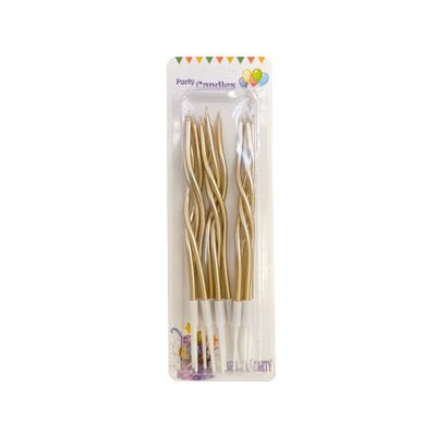 Vela Espiral Larga Oro 12 Piezas QX-12