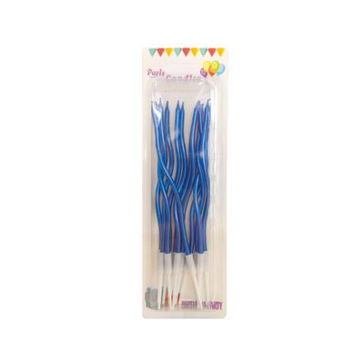 Vela Espiral Larga Azul 12 Piezas QX-12A