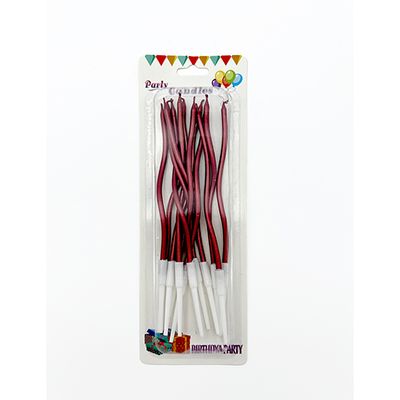 Vela Espiral Larga Rojo 12 Piezas QX-12R