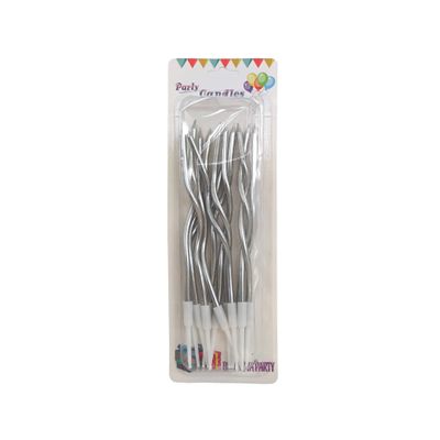 Vela Espiral Larga Silver 12 Piezas QX-12S