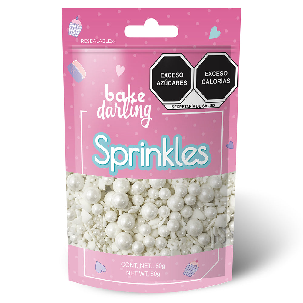 Sprinkles mix de perlas blancas comestibles 80g Bake Darling