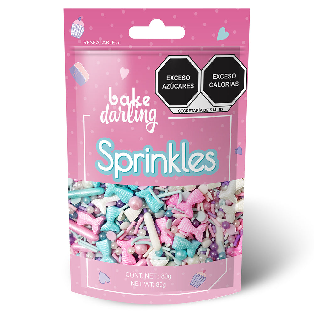 Sprinkles mix sirenas y chispas de colores 80g Bake Darling