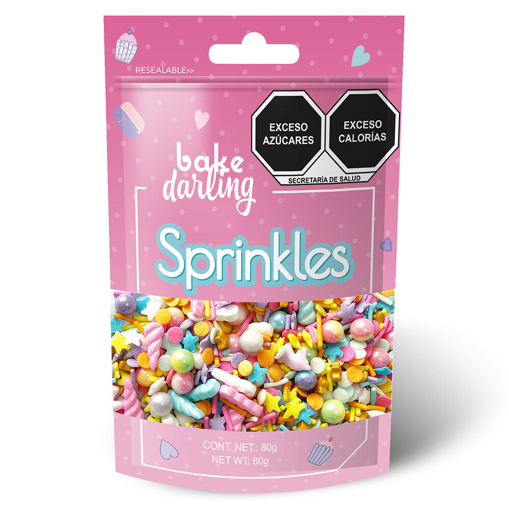 Sprinkles mix unicornio tonos pastel 80g Bake Darling